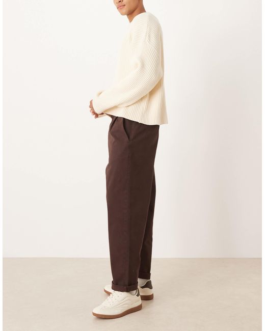ASOS Brown Relaxed Tapered Pants for men
