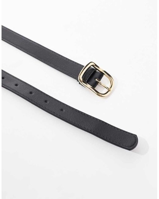 Pieces Plus Natural Pieces Curve Leather Look Chunky Gold Buckle Belt