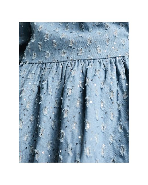 Never Fully Dressed Blue Embellished Smock Mini Dress