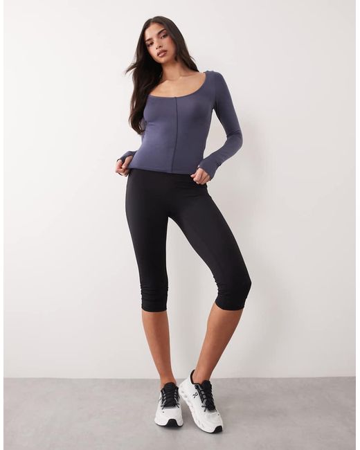 Gina Tricot Blue Soft Layering Yoga Top