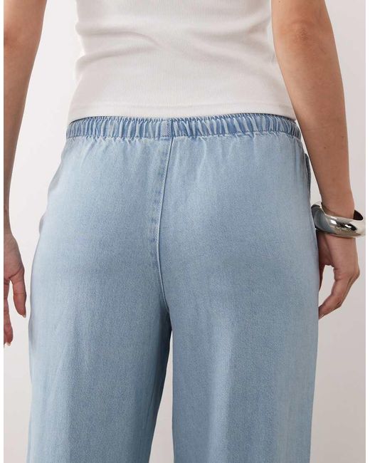 Jdy Blue Mira Mid Waist Wide Leg Pull On Jean