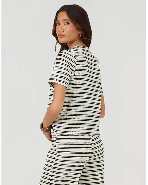 Brave Soul Gray Textured Jersey Stripe Short Sleeve Top
