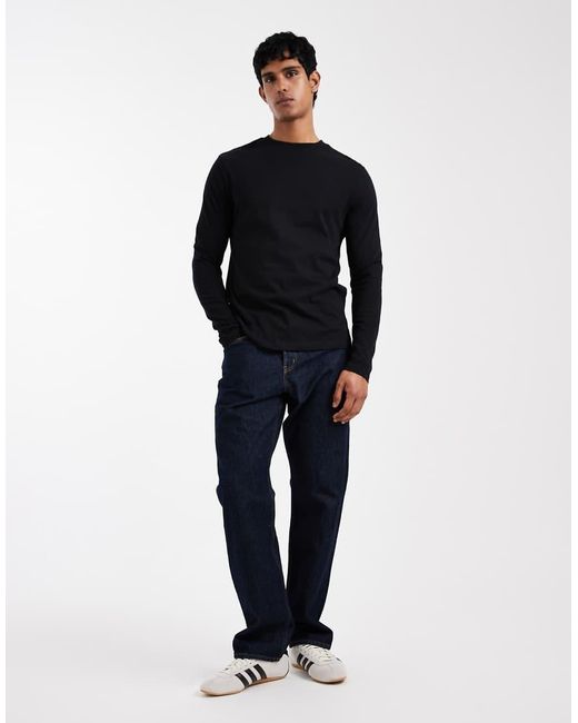 ASOS Blue Essentials Regular Fit Long Sleeve T-shirt for men