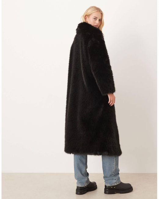 ASOS Black Asos Design Tall Longline Tipped Faux Fur Car Coat