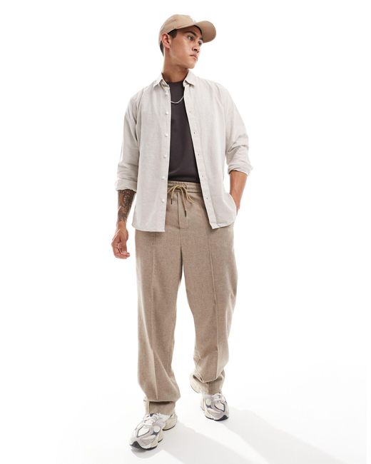 SELECTED Natural Long Sleeve Linen Mix Shirt for men