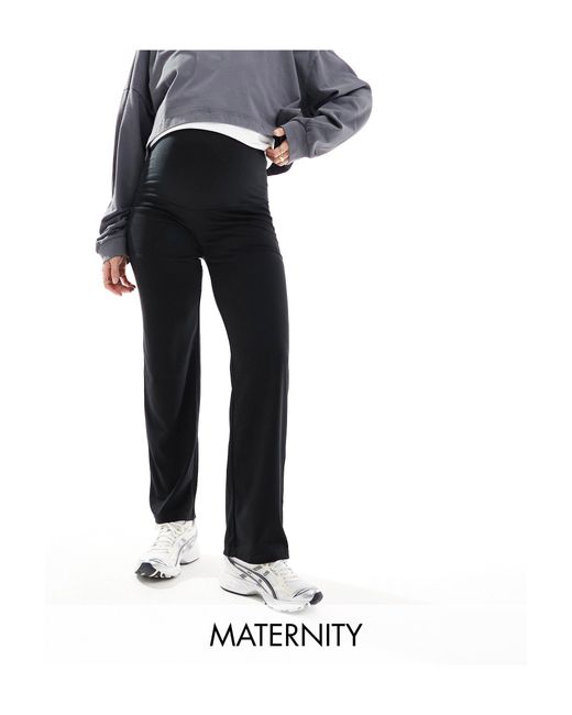 Mama.licious Black Mamalicious Maternity Over The Bump Straight Leg Trousers