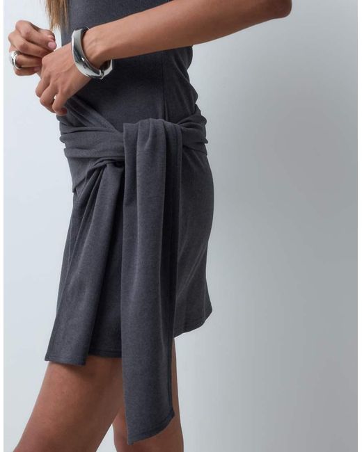 ASOS Gray Supersoft Side Tie Mini Dress
