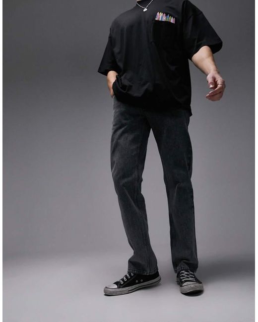 Topman Black Rigid Straight Jeans for men