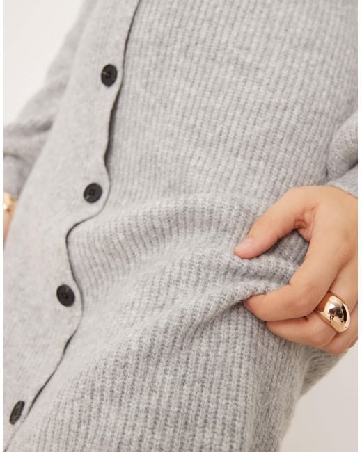 Aware Natural Knitted Button Front Mini Dress