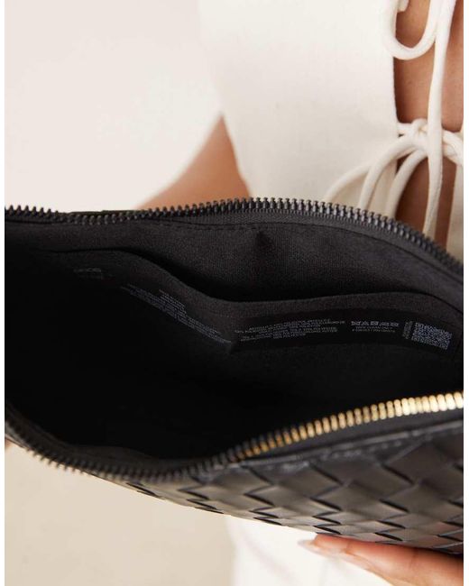 Borsa Da Spalla Intrecciata Nera Con Manico Sottile E Nodi di ASOS in Black