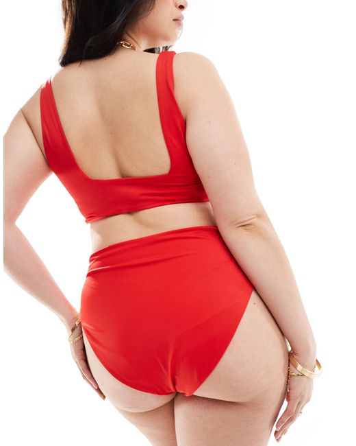 ASOS Red Asos Design Maya Curve High Waist Bikini Bottom