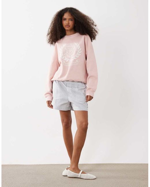 Polo Ralph Lauren Pink Wimbledon Capsule Relaxed Fit Crest Embroidered Sweatshirt