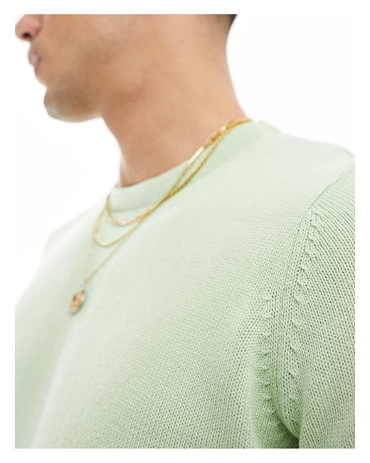 ASOS – t-shirt aus mittelschwerem baumwollstrick in Green für Herren