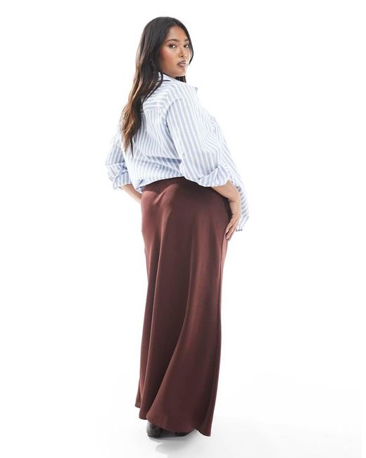 ASOS White Asos Design Curve Satin Bias Maxi Skirt