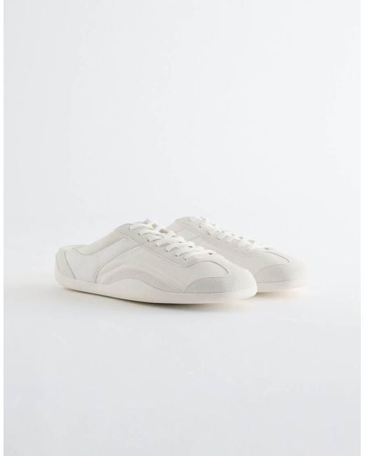 & Other Stories White Real Leather Mule Sneaker With Real Suede Trims