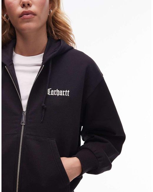 Carhartt Black Schooling Zip Through Hoodie