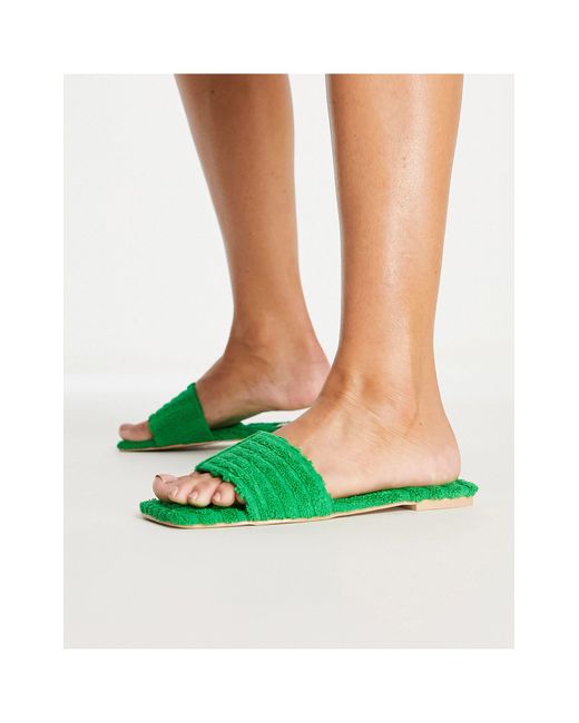 Simmi london - pointure large - sandales plates en tissu éponge SIMMI en coloris Green