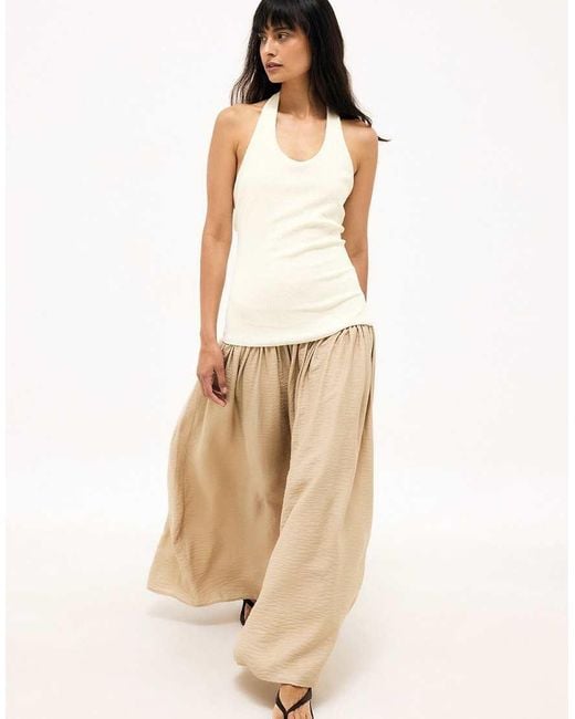 NA-KD Natural Halterneck Jersey Maxi Dress