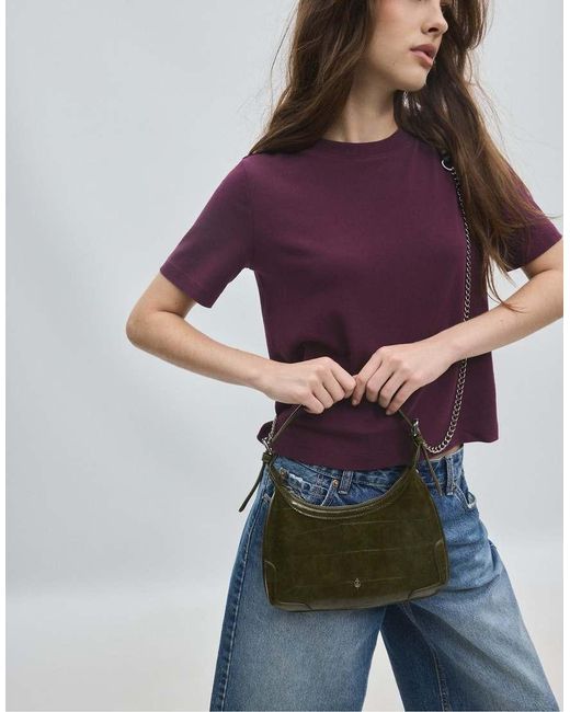 Stradivarius Green Mock Croc Mini Chain Shoulder Bag