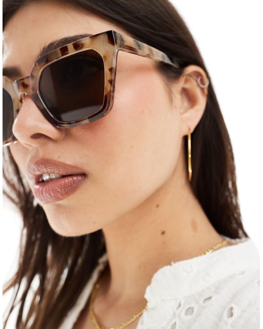 Pieces Brown Square Cat Eye Sunglasses