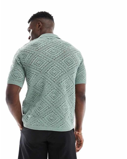 Camisa Verde Salvia De Punto Calado De Only & Sons de hombre de color Gray