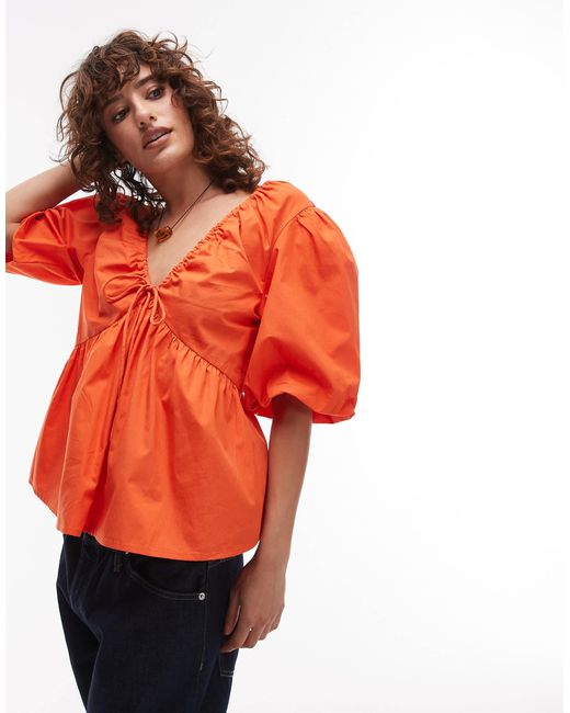 TOPSHOP Orange – popeline-oberteil
