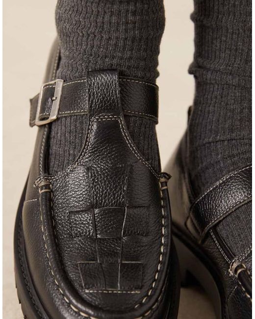 Walk London Brown Clara Woven Loafers