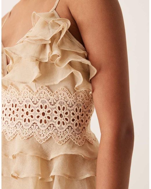 True Decadence Natural Tiered Ruffle Maxi Dress