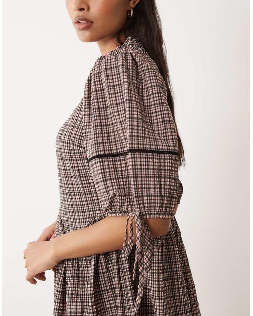 Wednesday's Girl Brown Mini Textured Smock Dress