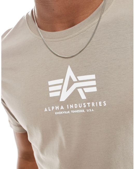 Alpha - t-shirt color sabbia vintage con logo sul petto di Alpha Industries in Gray da Uomo