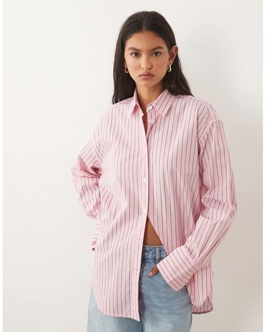 ARKET Pink Pure Cotton Pinstripe Shirt