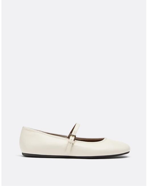 Stradivarius White Basic Mary Jane Ballet Pumps