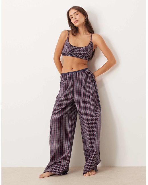 ASOS Purple Wide Leg Pajama Pants With Elastic Waistband