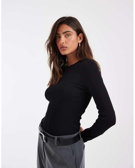 ASOS Black Fitted Long Sleeve Top