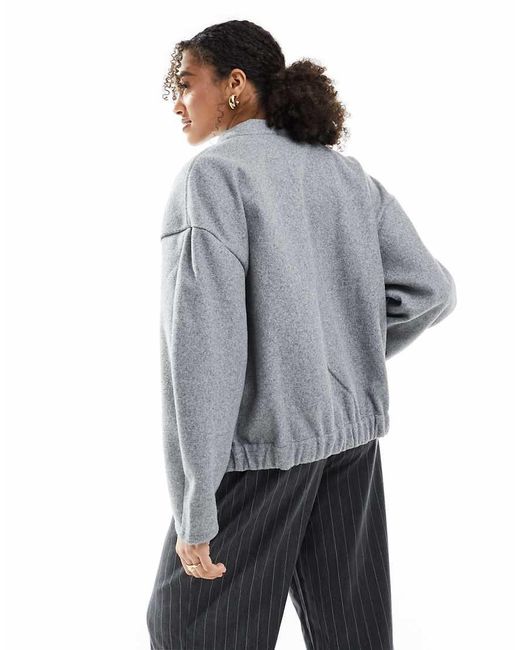Pieces Blue Oversized Longline Zip Bomber Jacket