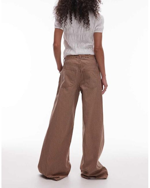 Jeans Ampi Comodi Slavato A Righe Allacciati di Mango in Brown