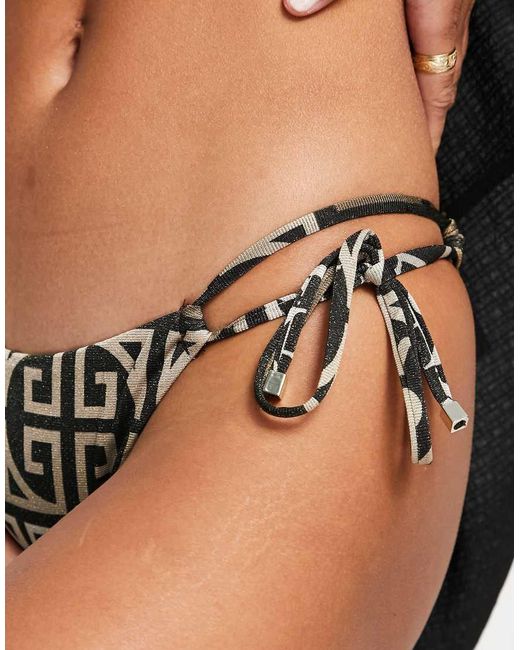 River Island Black Glitter Tie Side Bikini Brief