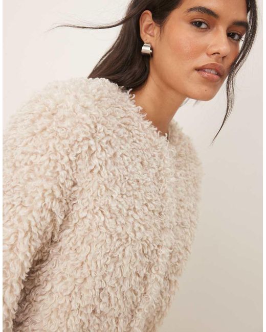 Jdy Natural Faux Fur Cropped Jacket