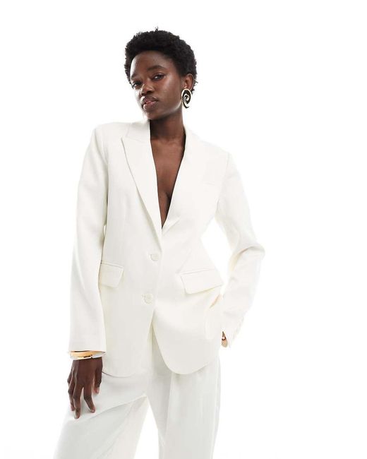 4th & Reckless White Satin Tailored Blazer Co-Ord