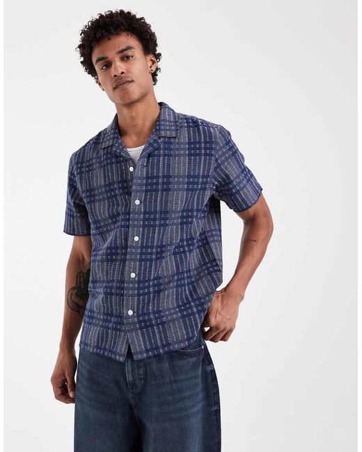 Levi's Blue Dobby Plaid Shirt for men