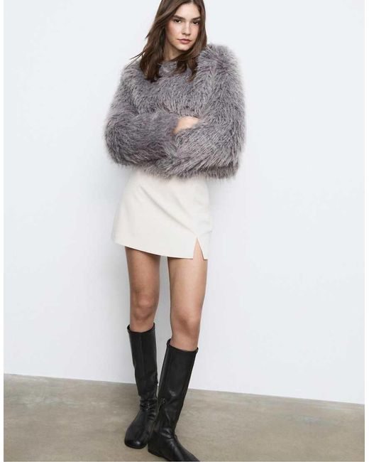 Stradivarius White Skort With Side Slit