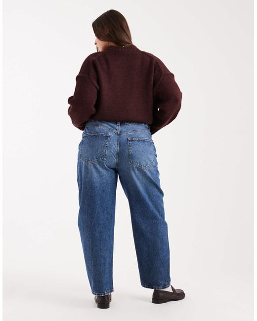 ASOS Blue Asos Design Curve Slim Barrel Leg Jeans