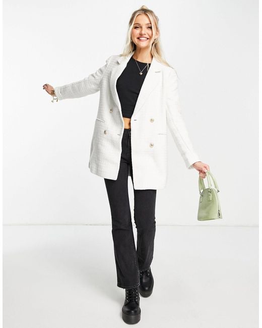 New Look White Boucle Blazer