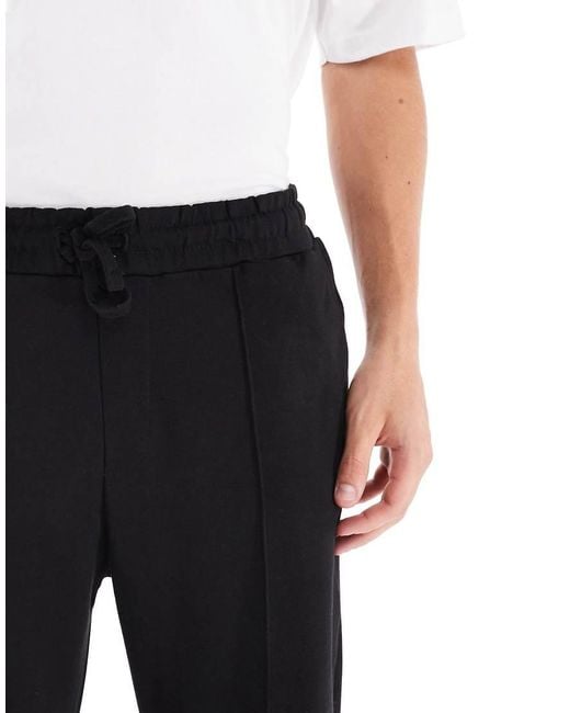 Bershka Black Wide Leg Pintuck jogger for men