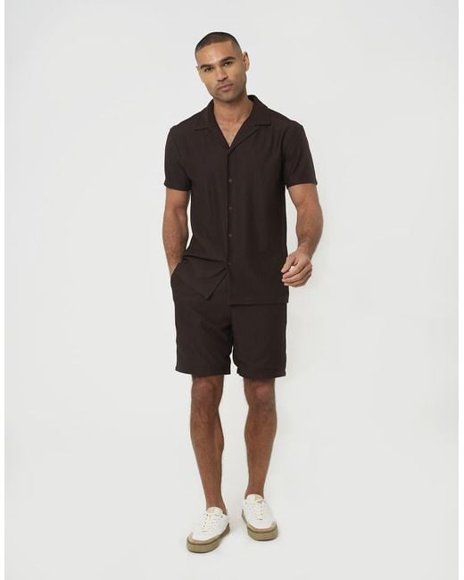 Brave Soul Brown Revere Collar Shirt for men