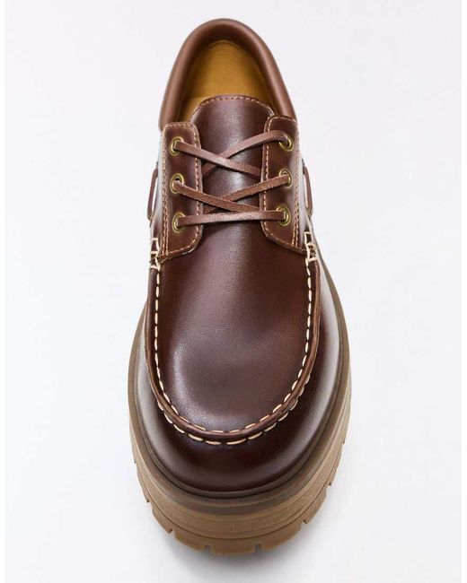 Bershka White Chunky Sole Boat Shoes for men