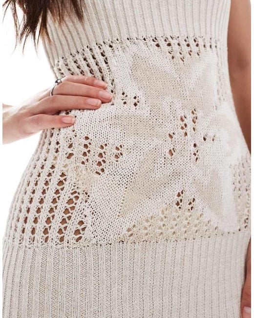 Mango White X Siedres Crochet Flower Midi Dress
