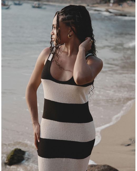 4th & Reckless Gray X Loz Vassallo Tulum Knitted Stripe Maxi Beach Dress