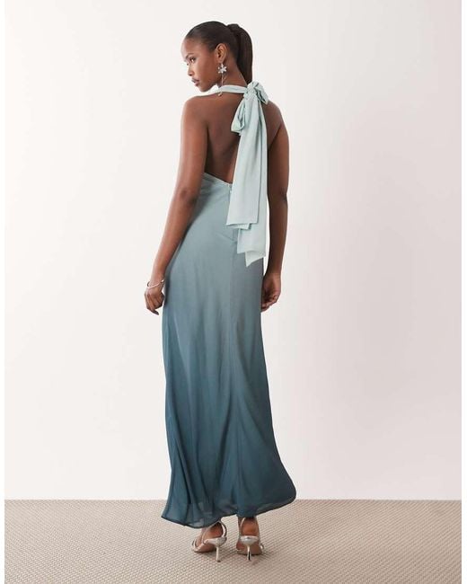 TFNC London White Bridesmaids Halter Neck Chiffon Maxi Dress