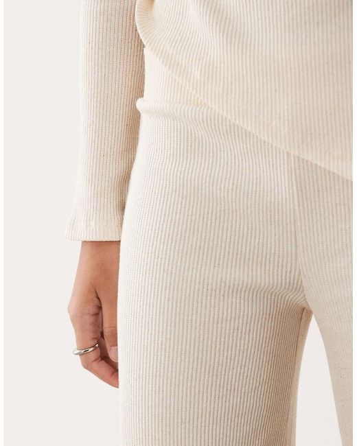 ASOS Natural Ribbed Wide Leg Trouser Co-ord